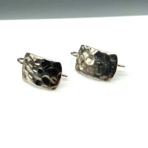 Vintage Silpada Hammered Silver Earrings, Curved Rectangular Sterling Drop